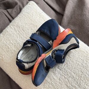 Marni Navy, Beige & Orange Sporty Mary Jane Sneakers